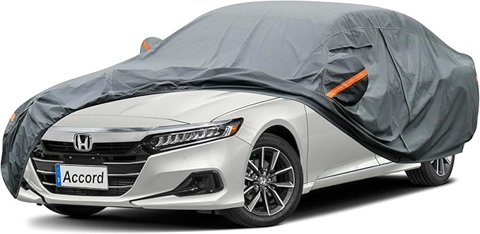 Premium Car Cover Custom Fit Honda Accord (1990-2025), 16 Layers Heavy Duty Car Cover Waterproof All Weather with Zipper Door for Sun Rain Snow Dust Uv Protection