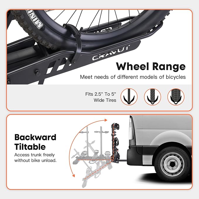CyberRack S3 Ebike Rack, 300 lbs Capacity Foldable Bike Racks for Tow Hitch Heavy Electric Bike Carrier for 3 E-Bike, Up to 5-inch Fat Tire 2'' Receiver