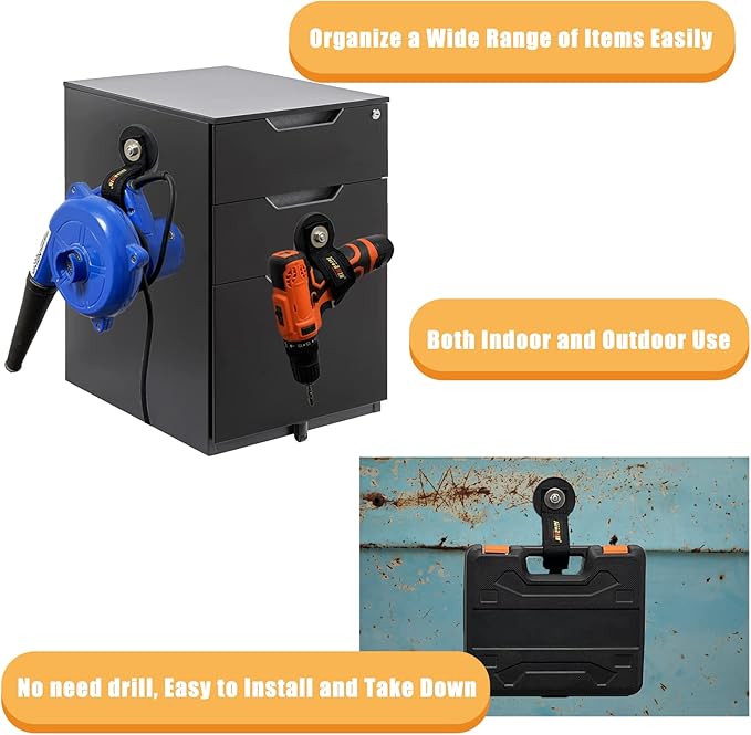 Heavy Duty Magnetic Hook, Magnetic Tool Holder, Magnetic Garage Hooks, Extension Cord Strap for Cable, Rope, Wire Storage in Garage,Workshop,RV,Pick-up(Dia.2.59" Magnet * 2Pcs)