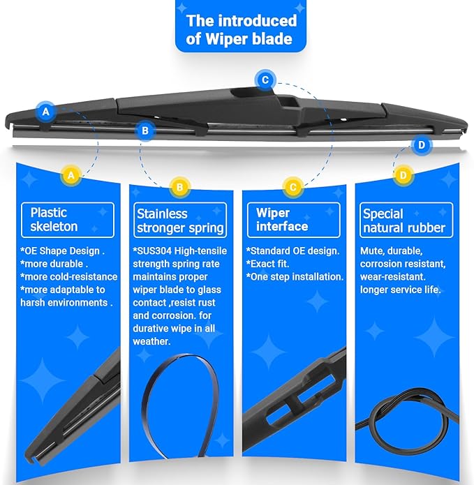 Windshield Wiper Blades Replacement for 2017-2022 Kia Sportage / 2019-2021 Hyundai Santa Fe / 2016-2020 Kia Sorento Original Factory Quality Front Rear Wipers Blade Set - 26" 16" 11"