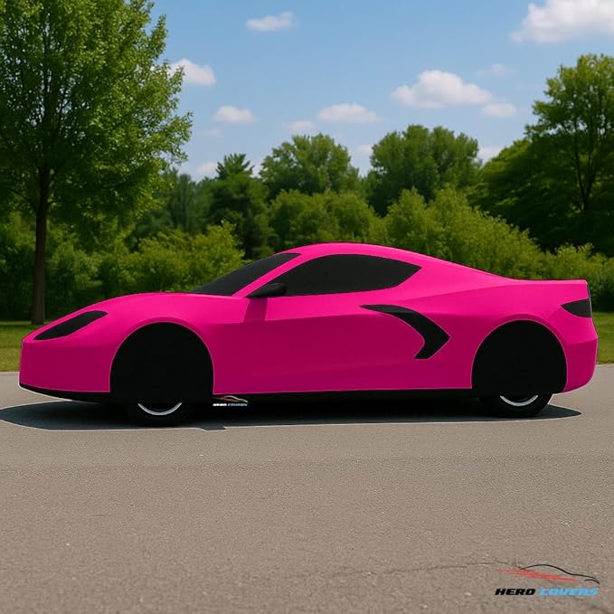 C8 Car Cover Fit for Corvette C8 Indoor and Outdoor Protection (Pink)