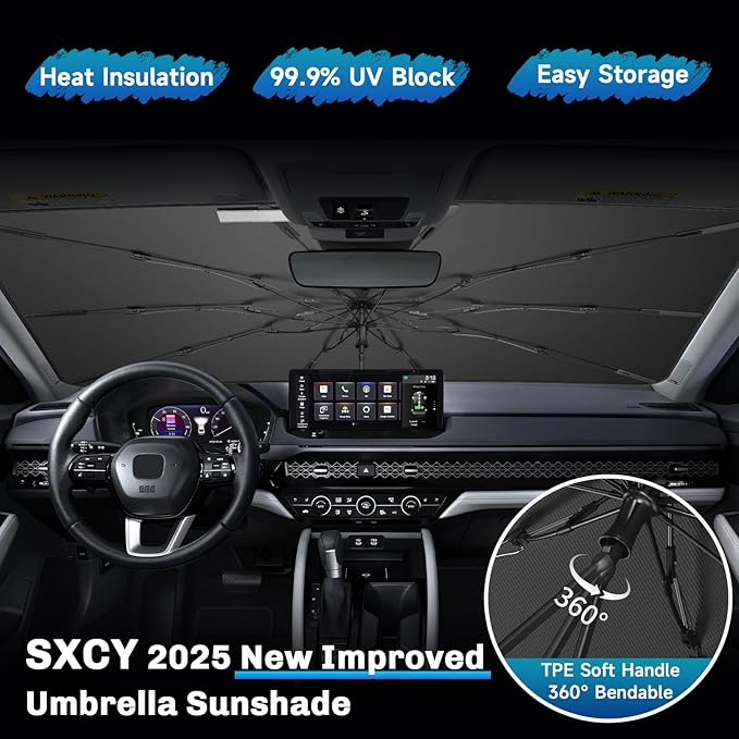 SXCY for 2020-2024 2025 Land Rover Defender Windshield Umbrella Sunshade [Easier Foldable] for 2025 Defender Accessories 2024 2025 Defender Sunshade Umbrella 2025 Defender Windshield Umbrella Shade