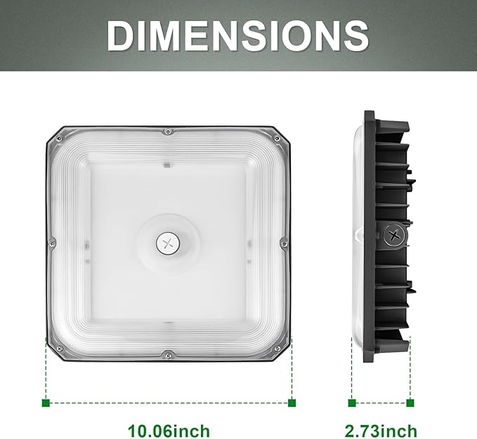 80W/60W/40W Power Selectable LED Canopy Garage Light with 3CCT (3500K/4000K/5000K), LED Parking Garage Lights 90-277V IP65 Commercial Residential Lights DLC (40W/ 60W/80W Power Selectable -2 PACK)