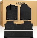 LASFIT Floor Mats for Honda Ridgeline 2025 2024 2023-2017 Crew Cab, All Weather Protection TPE Non-Slip Custom Fit Automotive Accessories Floor Liners 1st & 2nd Row, Black