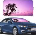 Gven Sunshade for Car Windshield with Tropical Palm Tree Design- UV Protection& Heat Blocking Sunshade for Cars Sedan SUV Truck| Keep Car Cool in Summer Beach Vacation Style (Sunset, S)