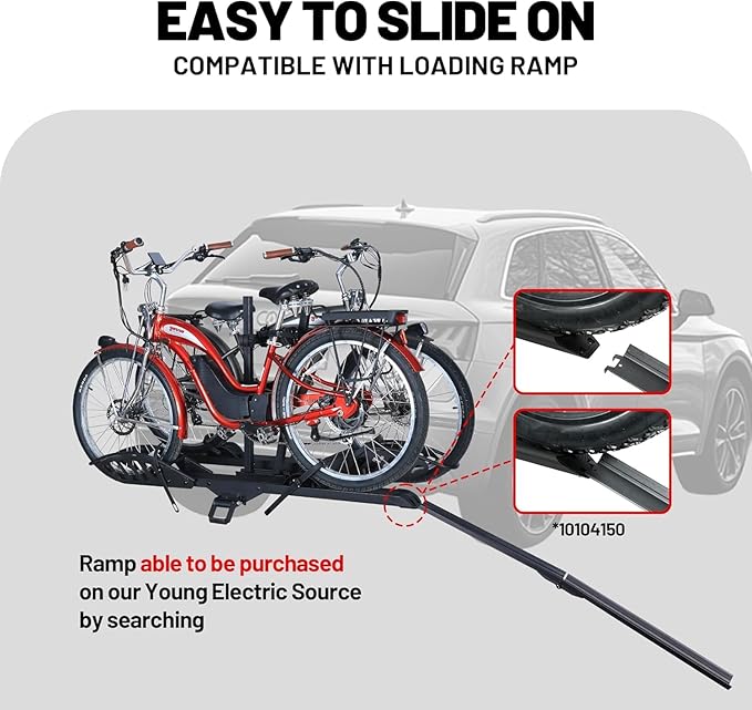 200 lbs E-Bike Rack Hitch Mount Platform Style for Cars Trucks SUVs Vans RVs, Easy Fold with One Hand, fits Bikes with Up to 5-inch Fat Tire
