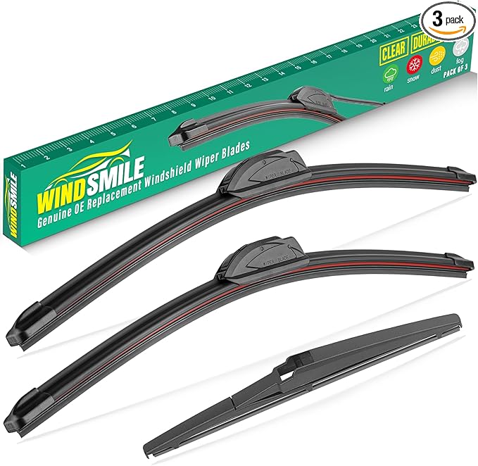 24" 20" 11" Windshield Wiper Blades Replacement for Kia Soul 2010-2019 / Kia Sorento 2011-2015 Premium All Weather Front Rear Wipers Set - OEM Quality (Pack of 3)