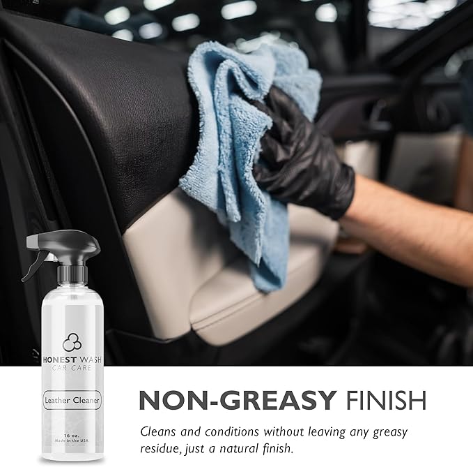 Honest Wash Car Leather Cleaner – Cleans, Conditions, & Restores Leather | Replenishes Natural Oils and Prevents Cracking | Non-Greasy Formula for Seats, Panels, & More | Made in The USA (16 Fl Oz)
