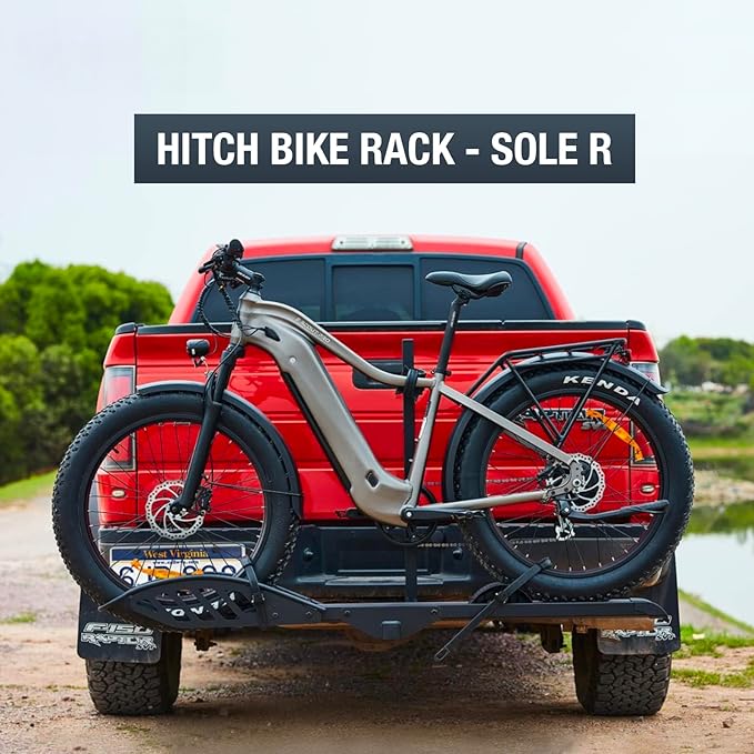 Sole R 1-Bike Rack, Hitch-Mount Platform E-Bike Rack with Ramp, 100 lbs Capacity, Fits Car, SUV, Truck, RV, Van with 2-Inch Receiver and Up to 5-Inch Fat Tires Bicycle