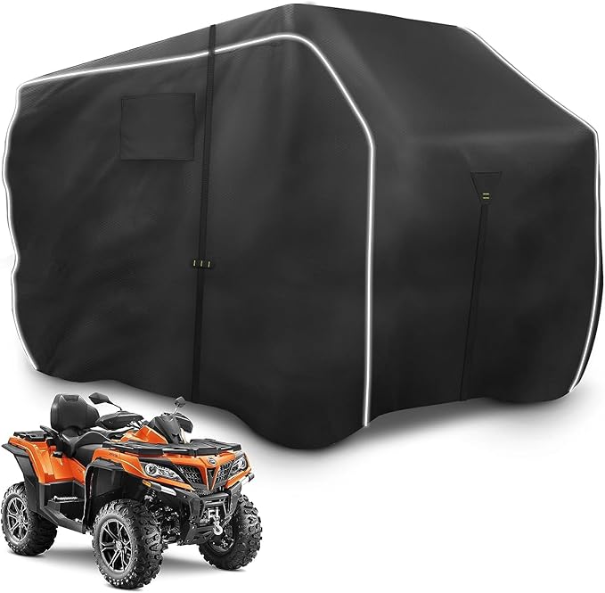 600D ATV Cover, Waterproof & Windproof 4 Wheeler Covers Outdoor Storage, Heavy Duty Quad Wheeler Cover Accessories Fit for Polaris Suzuki Honda, 85" L x 50" W x 42" H, Black