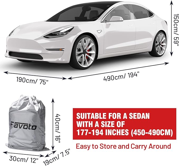 Favoto Sedan Car Cover Waterproof - Custom Fit for Toyota Camry (1996-2014) All Weather for Automobiles Outdoor with Reflective Stripe Snow Sun Dust UV Protection Full Exterior Cover