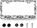 Leopard License Plate Frame Abstract Tropical Palm Trees License Plate Stainless Steel Colorful Car Accessory Funny License Plate Decoration Men Women Size 12.2" x 6.2" with Screws