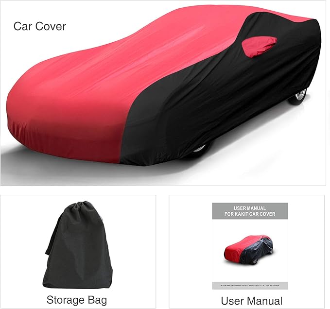 KAKIT Waterproof Car Cover Custom Fit for 1996-2004 C5 Stingray, UV Resistant Fade-Proof Cover for Chevy Corvette, Indoor & Outdoor Use (Red & Black Combo)