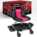 Rolling Stool with Wheels, Adjustable Height Pneumatic Garage Work Mechanic Stool Seat with Backrest, 400 LBS Capacity 360° Swivel Mechanic Crepper Chair with Tool Tray Storage, Pink