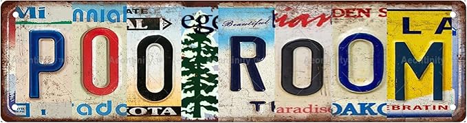 POO ROOM Vintage Metal Tin Street Sign Bar Cafe Garage Cave Home Room Wall Bathroom Farmhouse Garden Porch Patio Decor, 16 x 4 Inch