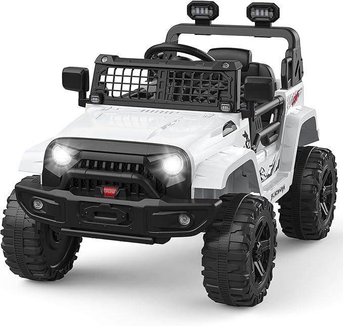 12V Kids Electric Ride On Truck Car w/Parent Remote Control, Spring Suspension, LED Lights & AUX Port | Outdoor Ride Toy for Boys Girls