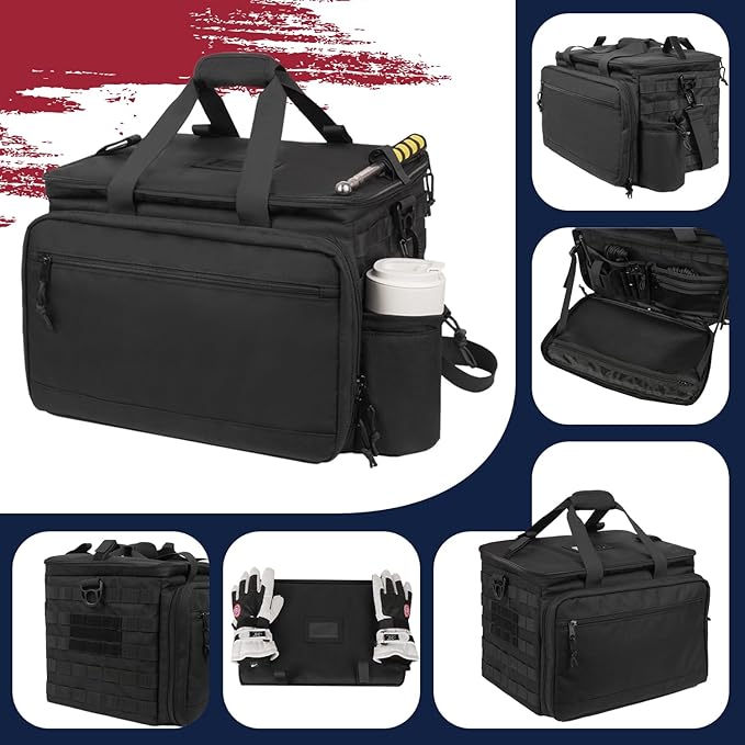 Patrol Bag Law Enforcement, Police Gear Car Front Seat Vehicle Organizer Bags with MOLLE System (Black)