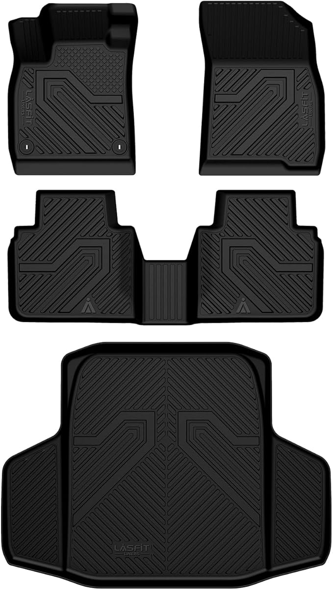 LASFIT Floor Mats and Trunk Mat for Honda Accord Sedan 2023 2024 2025 2026 (Include Gasoline & Hybrid), All Weather TPE Floor Liners 1st & 2nd Row & Cargo Mat Full Set, Black