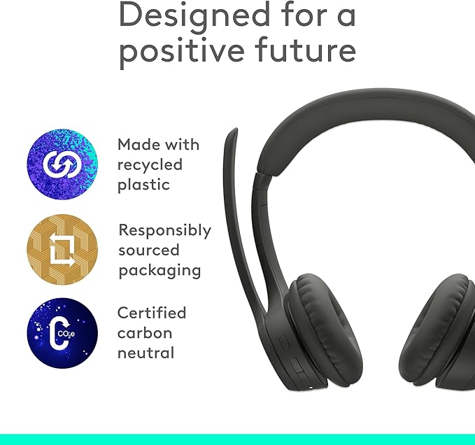 Logitech Zone 301 Wireless Bluetooth Headset with Noise-Canceling Microphone, Compatible with Windows, Mac, Chrome, Linux, iOS, iPadOS, Android – Graphite