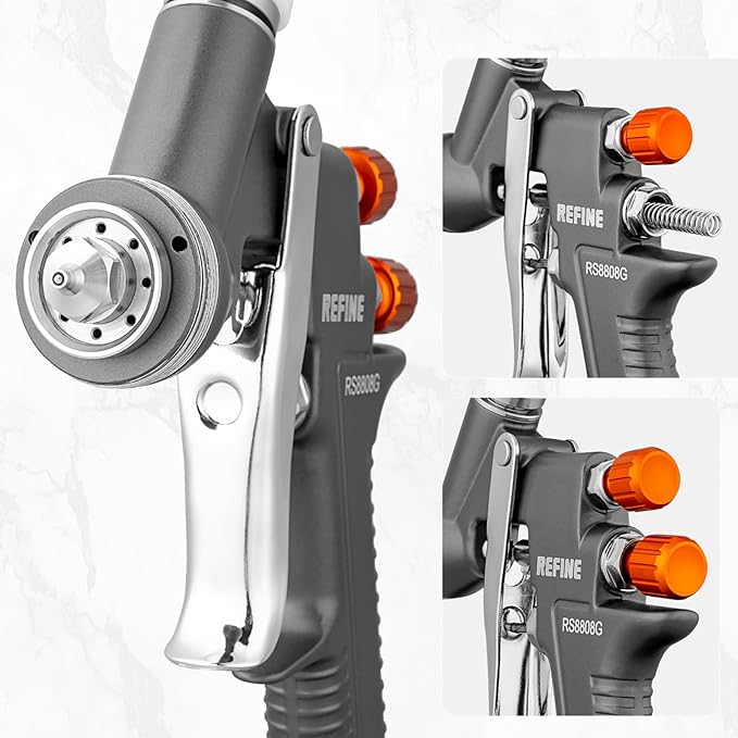 REFINE Air Spray Gun, Auto Paint Gun with 1.4mm Nozzle, Easy to Use Gravity Feed Paint Spray Gun, Professional Auto Body Paint Sprayer for Cars, House, Furniture Painting with Air Pressure Gauge
