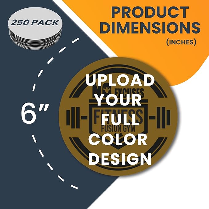 Magnet Me Up Customizable 30 Mil Round Magnet- 6”, 250 PK Weatherproof Car Magnet for Businesses, Sports Teams, Fundraiser, Personal Expression- Custom Text & Logo- Strong Magnetic Vinyl for Vehicles