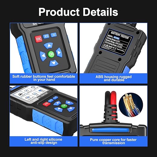 Car Battery Tester 12V 24V, Topdiag BT300 Auto Battery Load Tester, 20-2000 CCA, Automotive Alternator Tester, Charging Cranking System Battery Analyzer for Car Truck Motorcycle