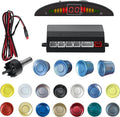 Car Reverse Backup Parking Sensor Radar System kit The LED Display with 3 Colors can Both Shows Distance Data and warn You with beep Sound Adjustable Volume Compact and Easy to Install Light Blue