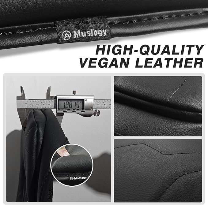 Muslogy Center Console Armrest Cover Compatible with Chevy Silverado & GMC Sierra 2019-2025 Comfort Armrest Pad Arm Rest Cushion Vegan Leather Protector 1-Inch Extra Thick(Jump Seat ONLY)