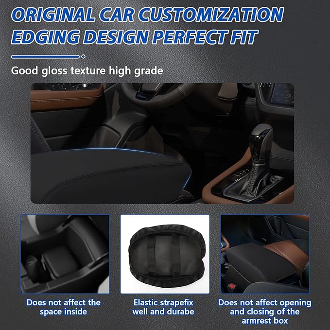 Center Console Cover Compatible with 2025 Subaru Forester, Leather Armrest Cover Arm Rest Box Lid Cover