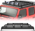 Roof Rack Cargo Basket with 4PCS LED Light Bar Compatible for 2007-2024 Jeep Wrangler JK JL Unlimited & Gladiator JT 4 Doors Hardtop, JKU JLU Luggage Racks Rooftop Storage Carrier (Black)