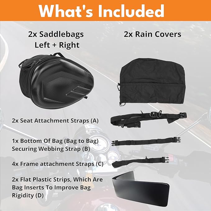 Motorcycle Saddlebags, 36L-58L Expandable Capacity, Motorcycle Panniers Universal, Waterproof, Detachable, Collapsible for Sport Dirt Bike Side Bags and Luggage