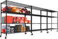PrimeZone 3 Packs 55.5" W x 24" D x 80" H Heavy Duty Wire Storage Shelves with Wheels, 4 Tier Adjustable NSF Certified Garage Shelving Unit, Rolling Metal Organizer Shelf Rack for Warehouse, Pantry