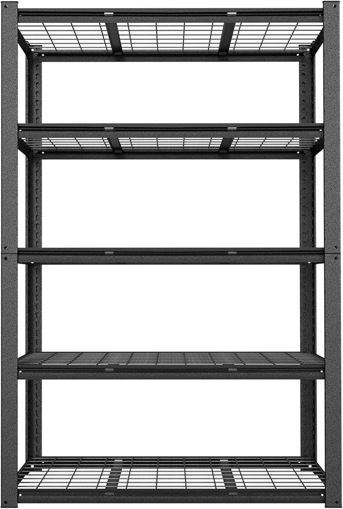 MUPATER 72" H x 47.6" W x 18.1" D Metal Storage Shelves, 5 Tier Shelves and Adjustable Shelves, Garage Shelving Unit, Standing Utility Rack for Warehouse Kitchen