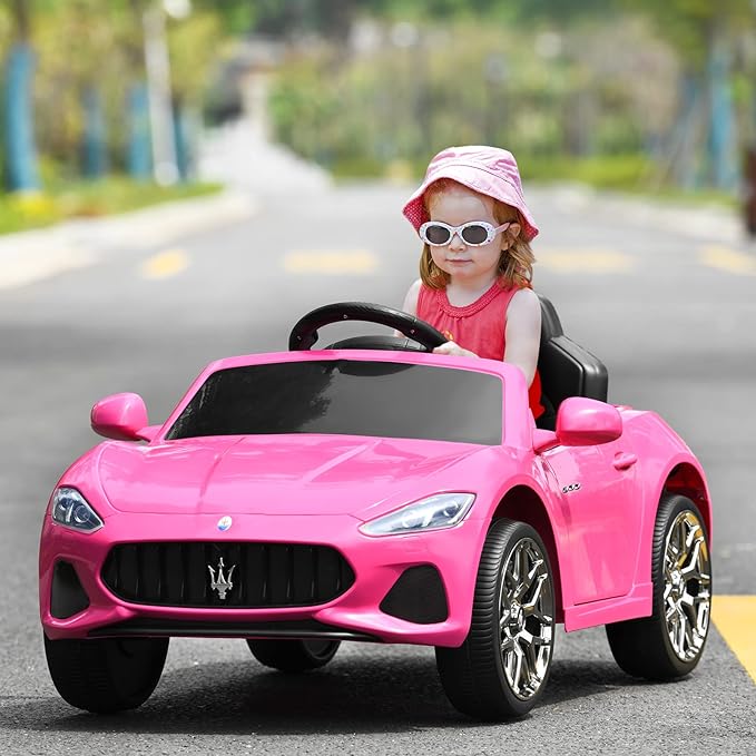 Costzon Ride on Car, Pink Licensed Maserati Gbili 12V Battery Powered Electric Car with Parent Remote Control & Manual Modes, Horn, Lights, MP3, Kids Car Toy Maserati Car for Boys Girls Toddlers Gift