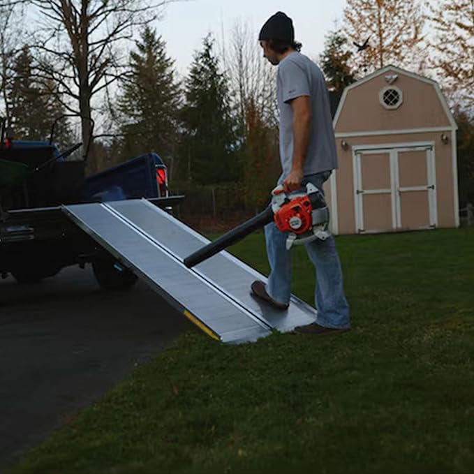 EZ-ACCESS TRAVERSE Singlefold Portable Loading Ramp Heavy Duty Aluminum Safe Non-Slip Platform with Carrying Handles, 4 Foot, Silver