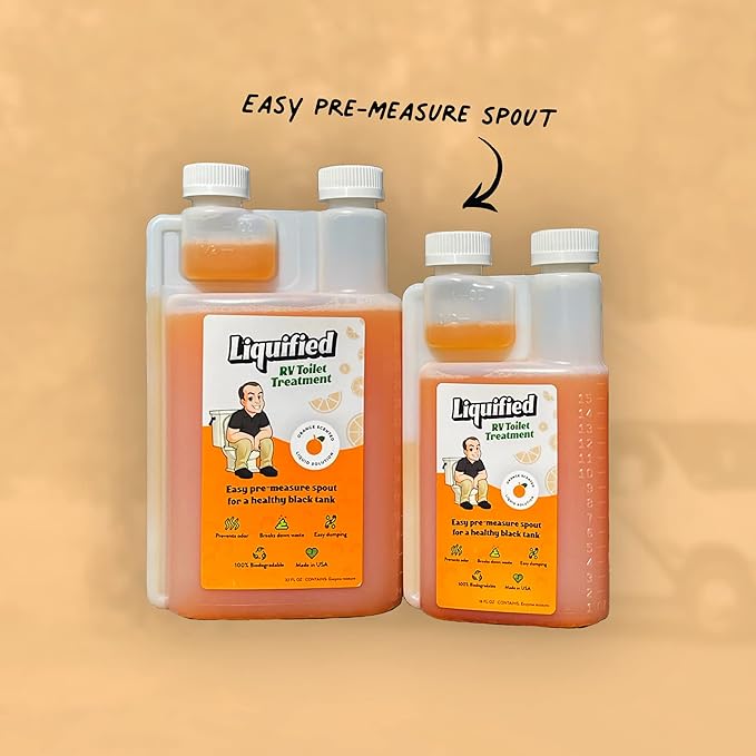 Liquified RV Toilet Treatment Bundle - Black Holding Tank Digester - Odor Eliminator - Orange Scent - Matts RV Reviews (Orange, 32oz, 3 Pack)