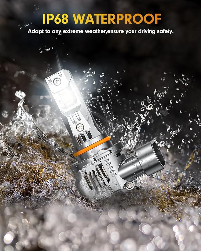 FAHREN 9005 9006 LED Bulbs Combo, 90,000LM 10X Ultra-Bright HB3 HB4 Bulbs,6500K Cool-White, 99% CANBUS Compatibility, Plug and Play, IP68 Waterproof fog bulbs, Pack of 4