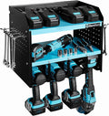 DURATECH Power Tool Organizer Wall Mount with Power Strip, Carbon Steel, Blue, 16.8in Width, 10.9in Depth, 14in Height