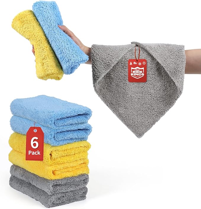Microfiber Towel for Car Cleaning,Cleaning Supplies Upgraded 450gsm Ultra-Thick,Washcloths Detailing,Exterior Interior Microfiber Rags 16in x 16in(6-Pack)