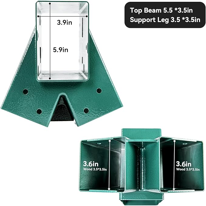 Heavy Duty Swing Sets Brackets Including 2 A-Frame Swing Set Brackets and 4 Swing Hangers for Playground Equipment Mounting Parts Hardware Included (Green)