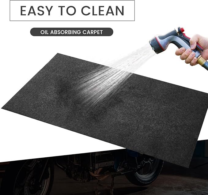 2 Pcs 36 x 60 Inch Oil Spill Mat for Driveway Garage Under Car Leaks Absorbent Oil Pad, Black Rubber Mat Garage Floor Protecting with Waterproof Backing, Reusable, Washable, Non Slip