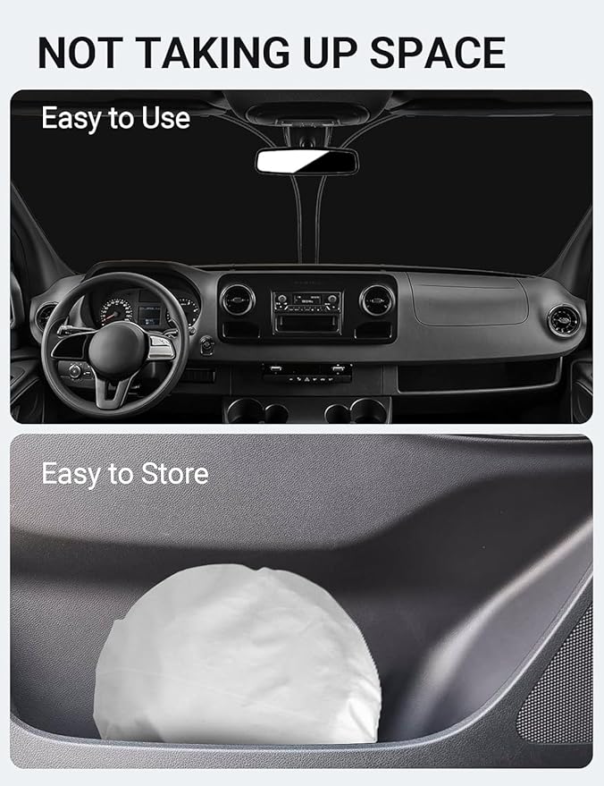 Proadsy 2025 Upgrade Windshield Sun Shade Custom Fit Sprinter, Freightliner Cargo Crew 2007-2025 4-Layer Foldable Front Sunshade Protector Sun Visor Blocks UV Rays Keep Car Cooler