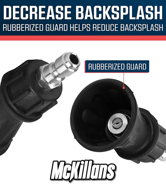 McKillans 40 Degree Pressure Washer Nozzle - Stainless Steel, High-Efficiency Cleaning, Durable Nozzle Guard with Rubberized Protection (4.0 Orifice)