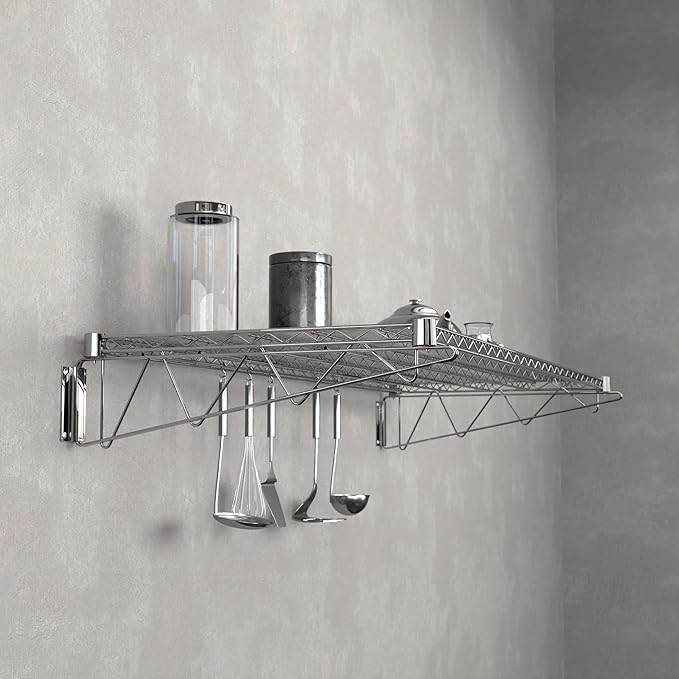 24" x 60" Chrome Wire Wall Mount Shelf
