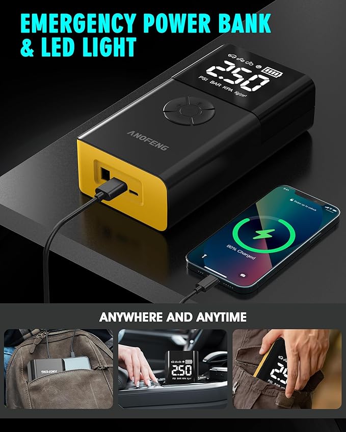 Portable Car Jump Starter with Air Compressor,4000A 150PSI 12V Car Battery Jump Starter,Jump Box Battery(10L Gas/8L Diesel),with Jumper Cables,3 Modes Flashlight,23000mah Power Pack,LCD Display