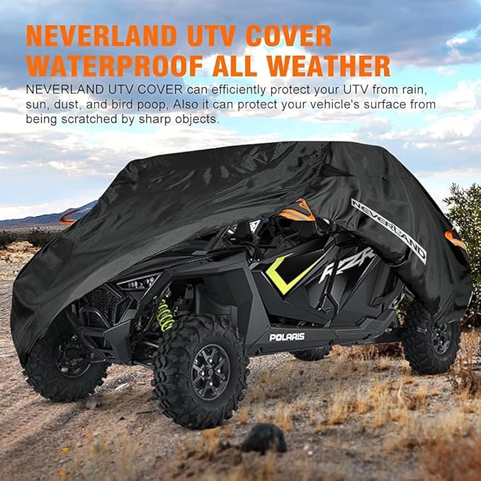 NEVERLAND UTV Cover 4-6 Passenger - All-Weather Protection Side by Side Cover, Compatible with Polaris RZR General Honda Suzuki Yamaha SxS Arctic Cat John Deere Kymco Bobcat Argo Can Am Maverick X3