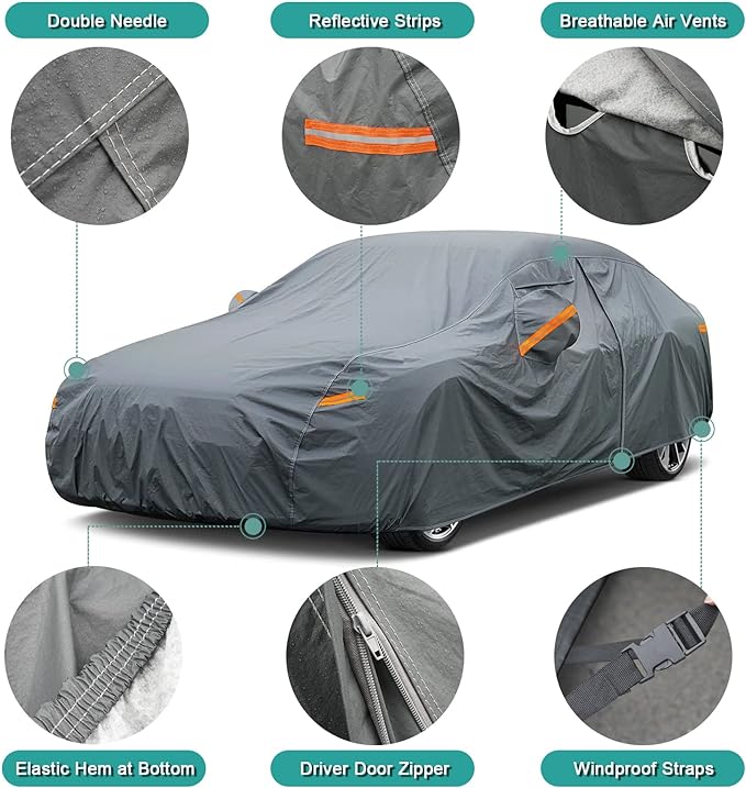 Premium Car Cover Custom Fit Lexus GX GX460 GX470 (2002-2025), 16 Layers Heavy Duty Car Cover Waterproof All Weather with Zipper Door for Sun Rain Snow Dust Uv Protection