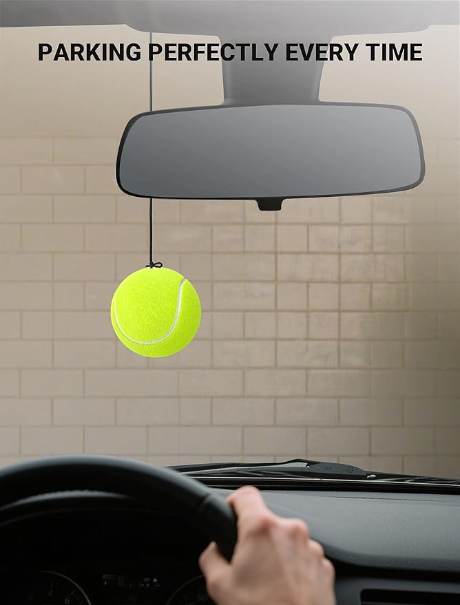 2-Packs Tennis Ball Garage Parking Aid with Non-Elastic String, Precise Garage Car Stop Indicator w/Adjustment Buckle, Easy Installation, Parking Stopper Assist for Garage Accessories