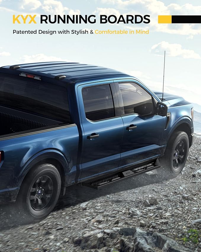 KYX Running Boards Fit for 2019-2025 Chevy Silverado/GMC Sierra 1500 2020-2025 Silverado/Sierra 2500HD 3500HD Crew Cab, 6 inches Dual Tube Side Steps Nerf Bars Step Bars Side Bars Step Rails