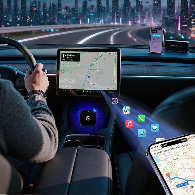 Wireless Adapter Convert Wired to Wireless for CarPlay＆Android Small Size, Plug and Play, Fast and Stable Connection